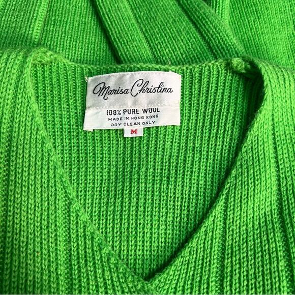 Marisa Christina Medium 100% Pure Wool Green Cardigan Vintage Sweater - Picture 10 of 11